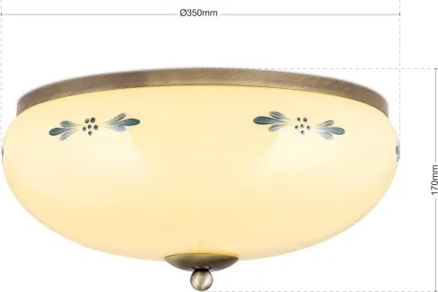 Orion - Plafonieră LANDHAUS, 3xE27/60W/230V, Ø 35 cm, bronz/bej/albastru