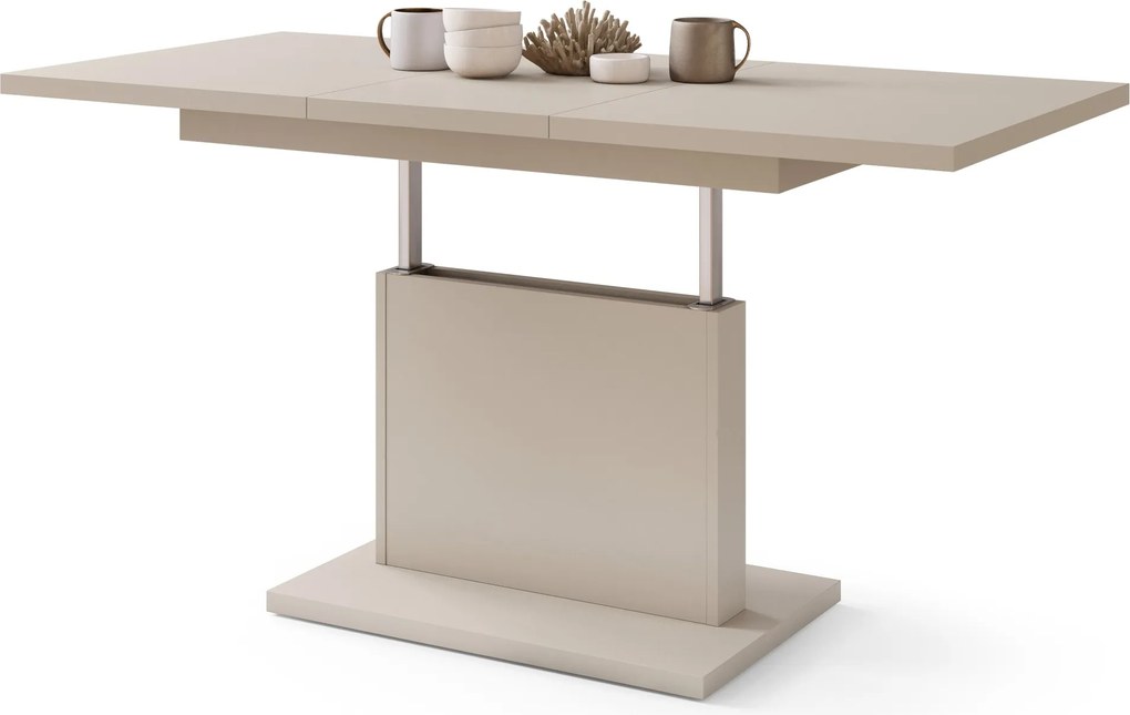Mazzoni ASTON MINI Bej (Șampanie) - MĂSUȚĂ DE CAFEA MODERNĂ EXTENSIBILĂ REGLABILĂ PE ÎNĂLȚIME MASĂ TRANSFORMABILĂ