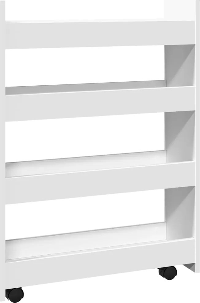 vidaXL Cărucior de depozitare îngust cu 4 niveluri, alb, lemn stratificat