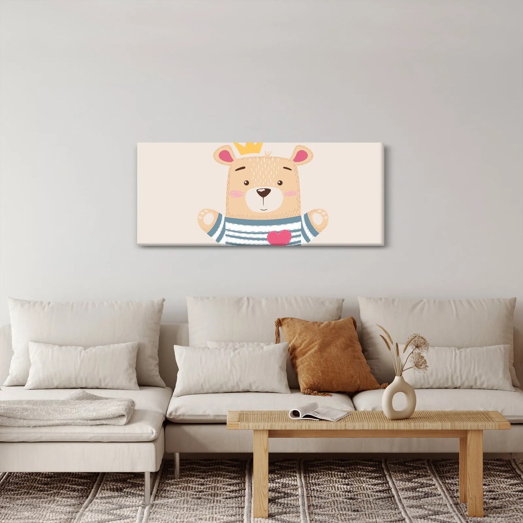 Tablou - Teddy ursuleț cu coroană (120x50 cm)