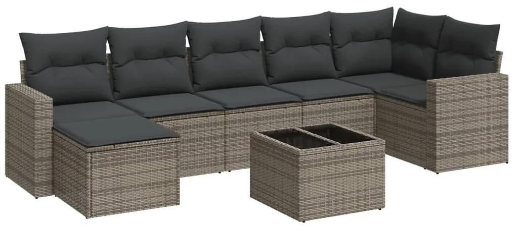 3251627 vidaXL Set canapele de grădină cu perne, 8 piese, gri, poliratan