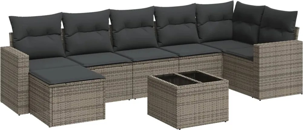 vidaXL Set canapele de grădină cu perne, 8 piese, gri, poliratan