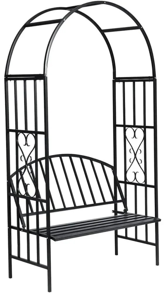 Arcada de gradina pentru flori cu banca, negru