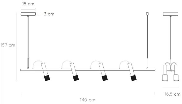 Lustră LED pe cablu DUELE 4xLED/5,3W/230V Lucide 20420/20/30
