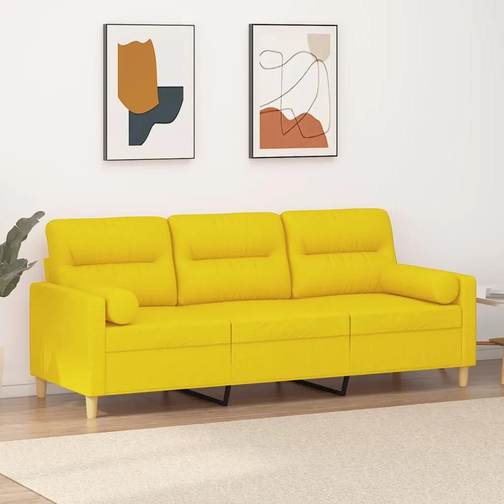 3200834 vidaXL Canapea cu 3 locuri cu pernuțe, galben deschis, 180 cm, textil