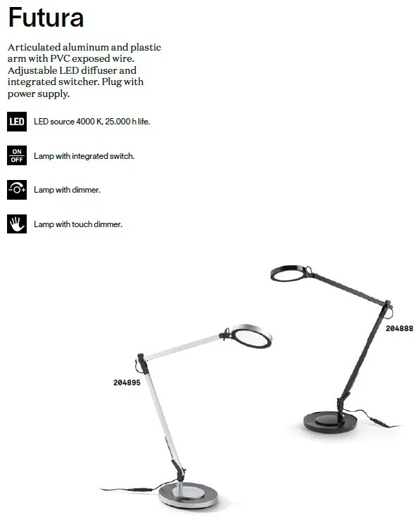 Lampa LED de birou / masa moderna cu brat articulat FUTURA TL NERO