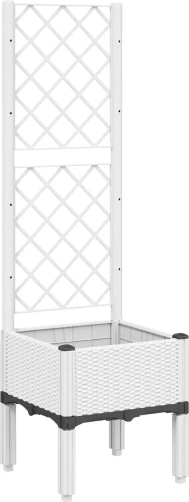 vidaXL Jardinieră de grădină cu spalier, alb, 40x40x142 cm, PP