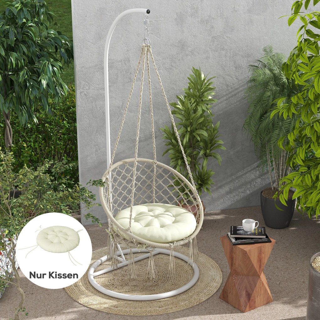 Outsunny Covoraș de șezut, covoraș pentru scaun, covoraș șezut, cu design tufted, 80 cm x 80 cm x 10 cm, Crem | Aosom Romania