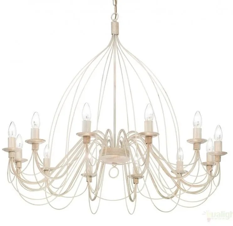 Candelabru clasic modelat si pictat manual finisaj alb antichizat CORTE SP12 097664