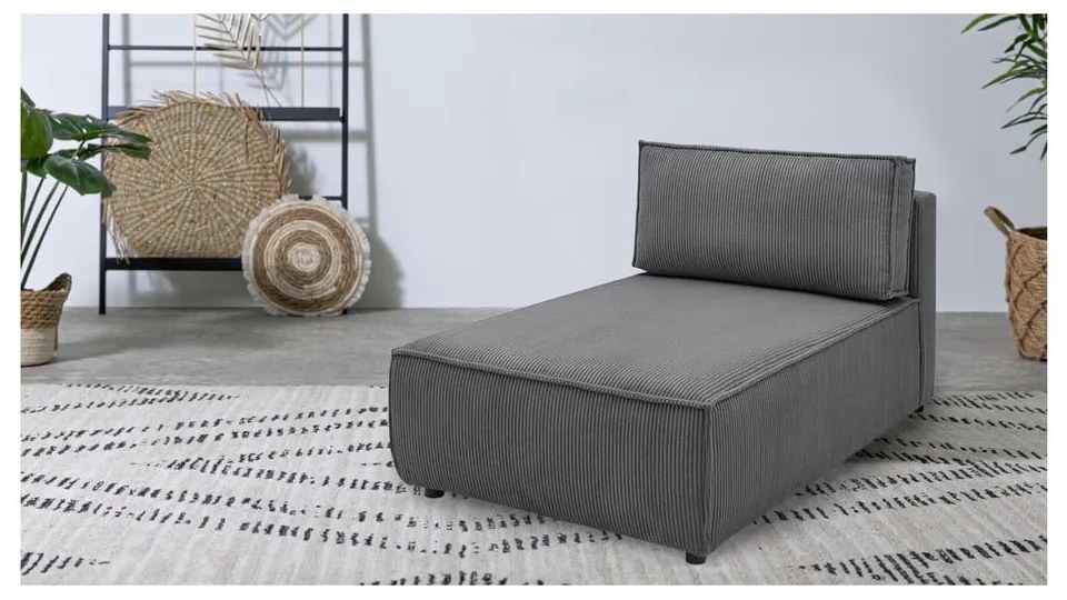 Modul pentru canapea gri închis cu tapițerie din catifea reiată (cu colț variabil) Nihad modular – Bobochic Paris