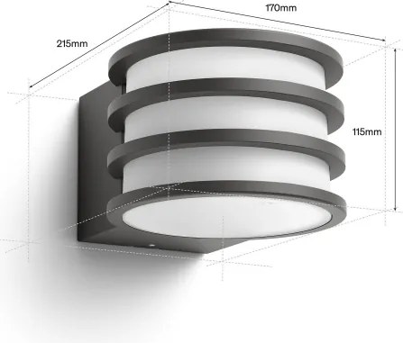 Philips - Lampă LED de perete pentru exterior Hue LUCCA, RGB, reglabilă, 1xE27/8,1W/230V, IP44