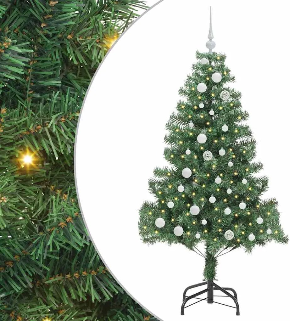 vidaXL Brad de Crăciun cu 150 LED cu suport Verde 150 cm PVC