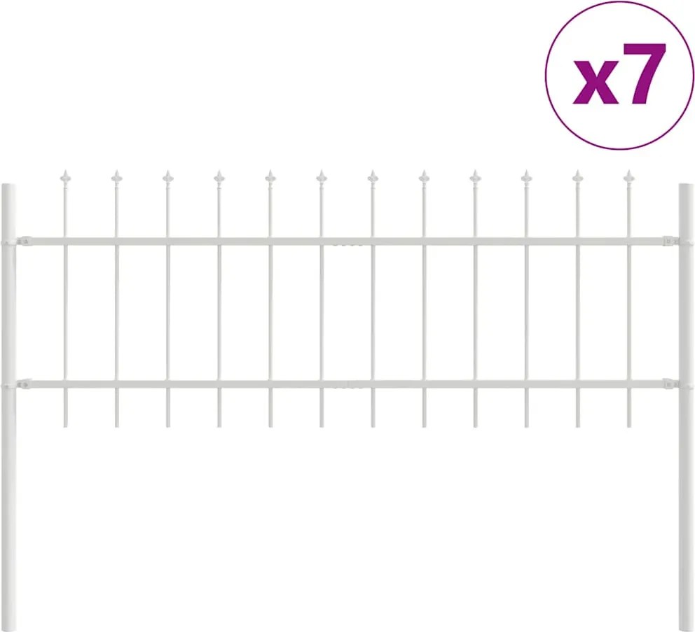 vidaXL Gard de Grădină 7 pcs Alb 11,9 x 0,6 m Oțel acoperit cu pulbere