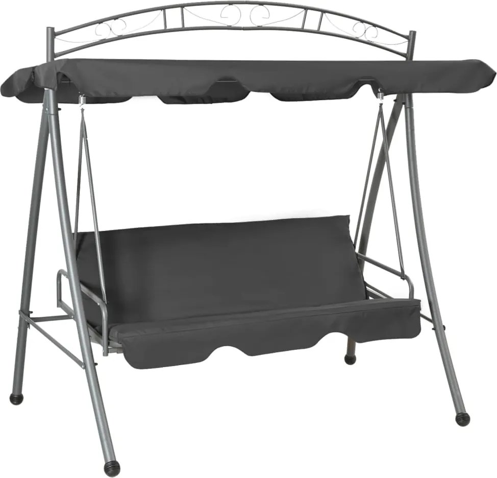 vidaXL Balansoar extensibil cu copertină antracit 198x120x205 cm oțel