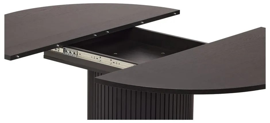 Masă de dining rotundă neagră extensibilă cu aspect de lemn de stejar ø 115 cm Malaga – Bonami Selection