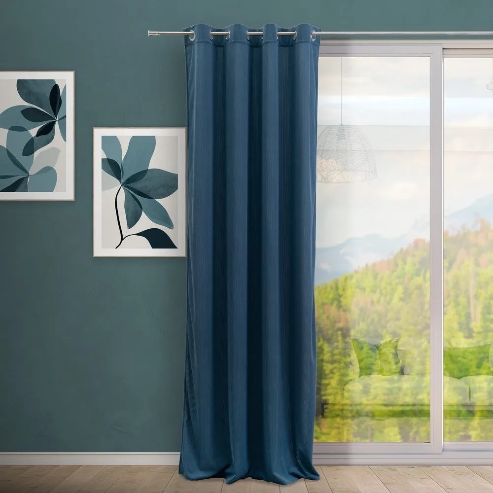 Draperie albastră din catifea reiată 140x260 cm Merely – Casa Selección