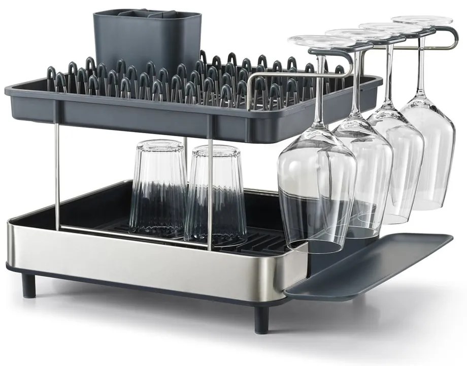Scurgător de vase gri cu două nivele din oțel inoxidabil Excel – Joseph Joseph