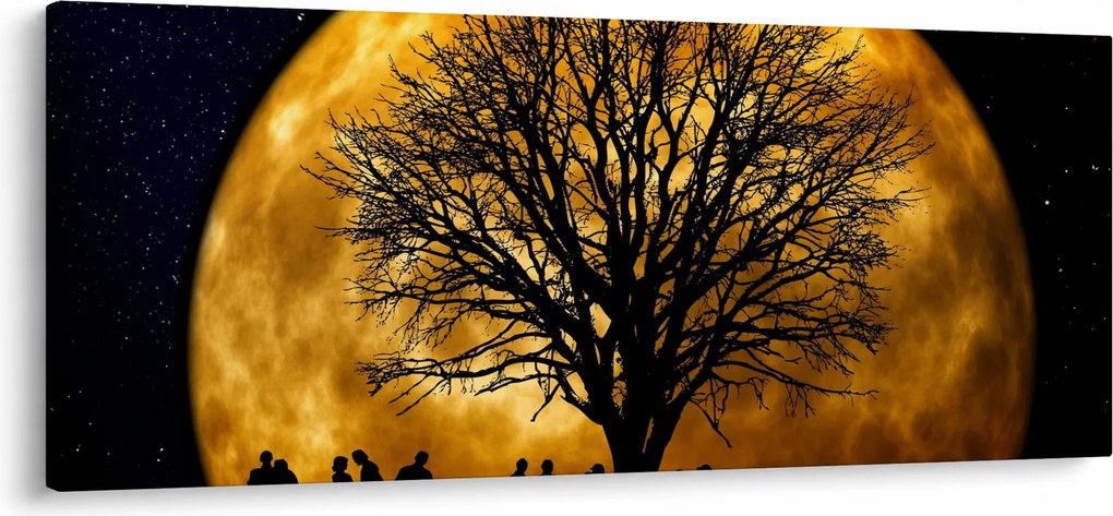 Tablou cu luna și siluete (120x50 cm)