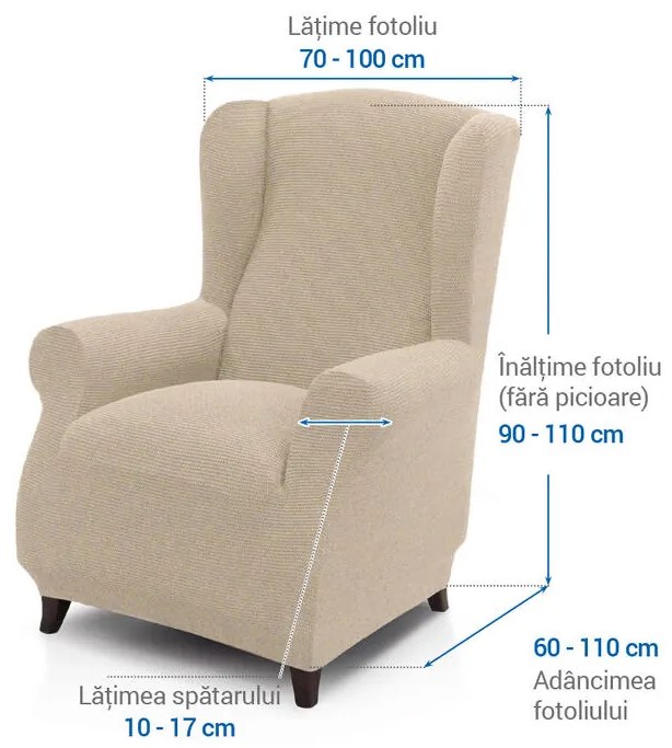 Huse super elastice HARMONIA smântânii fotoliu clasic (l. 70 - 100 cm)