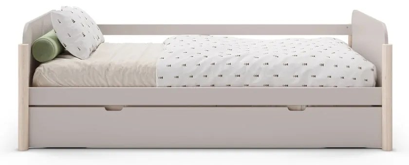 Pat pentru copii crem cu extensie suplimentară din lemn de pin 90x190 cm Enola – Marckeric