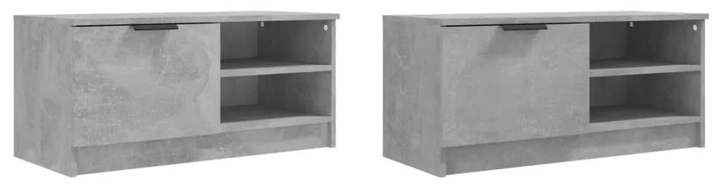 Comoda TV, 2 buc., gri beton, 80x35x36,5 cm, lemn prelucrat 2, Gri beton