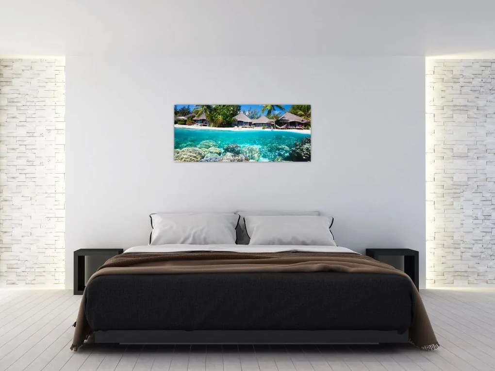 Tablou cu plaja pe insulă tropicală (120x50 cm)