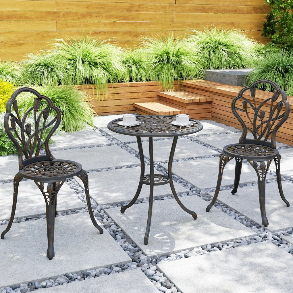 Outsunny Set de Gradina 3 Piese din Aluminiu cu 2 Scaune | Aosom Romania