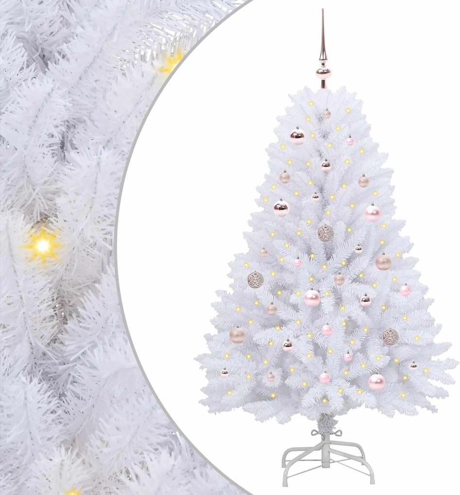 vidaXL Brad de Crăciun artificial cu ramuri articulare Alb 150 cm