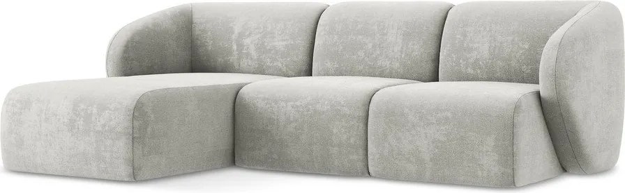 Colțar gri deschis cu tapițerie din chenille (cu colț pe partea stângă/cu șezlong) Lani – Makamii