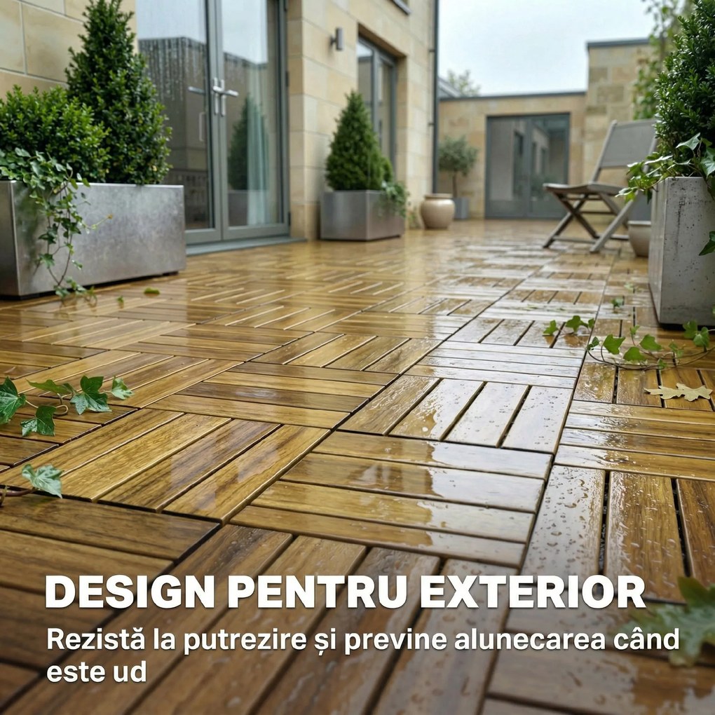 Outsunny Plăci Pardoseală, 10 bucăți, Exterior, 31x31 cm, Natural. | Aosom Romania