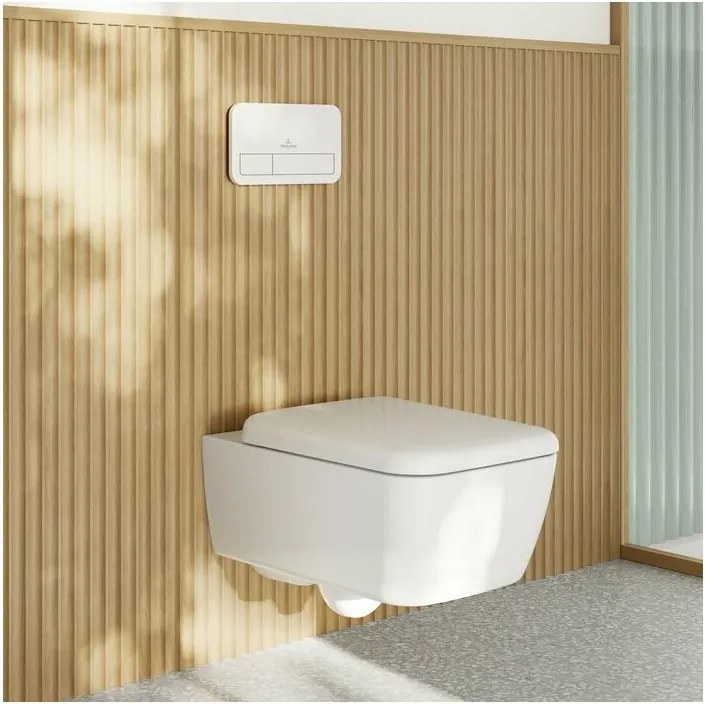 Set vas WC suspendat Villeroy&Boch Skyla Combi-Pack TwistFlush Rimless cu capac softclose alb Alpin CeramicPlus