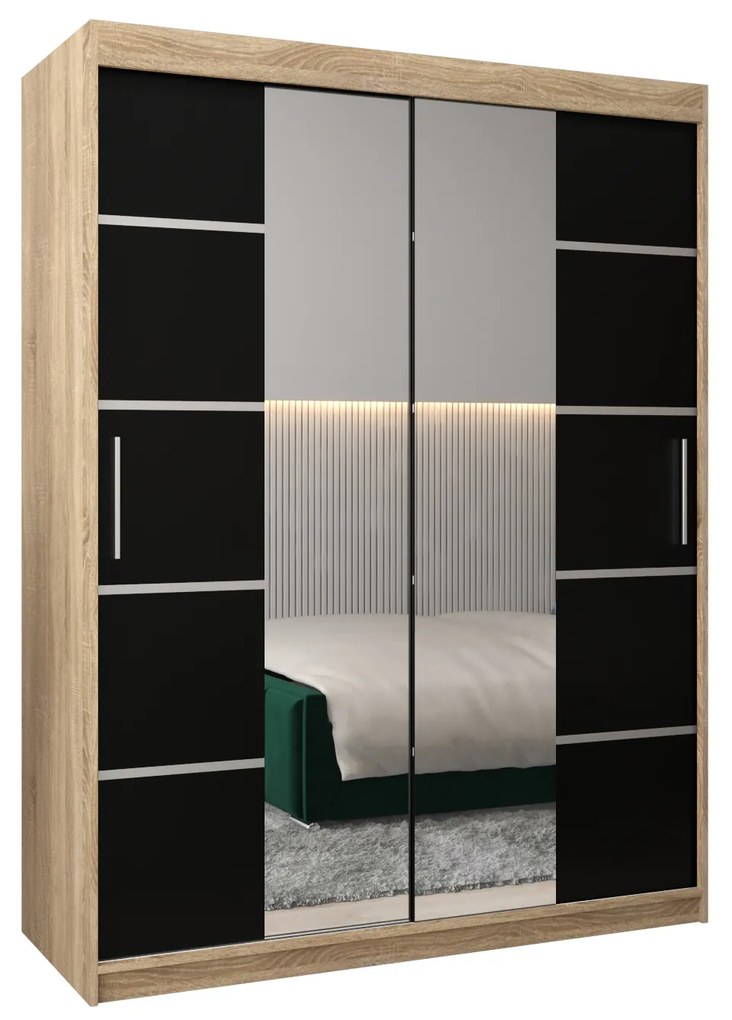 Dulap de haine 150 cm Verika 4 150 (stejar sonoma + negru). 1064285