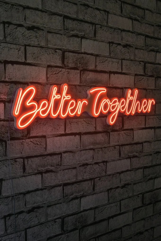 Decoratiune luminoasa LED de perete Better Together Rosu 84x16x2 cm