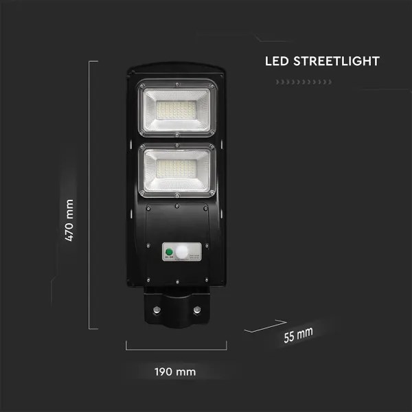 Lampă LED stradală solară dimabilă LED/8W/3,2V 6000K IP65 9000 mAh + telecomandă