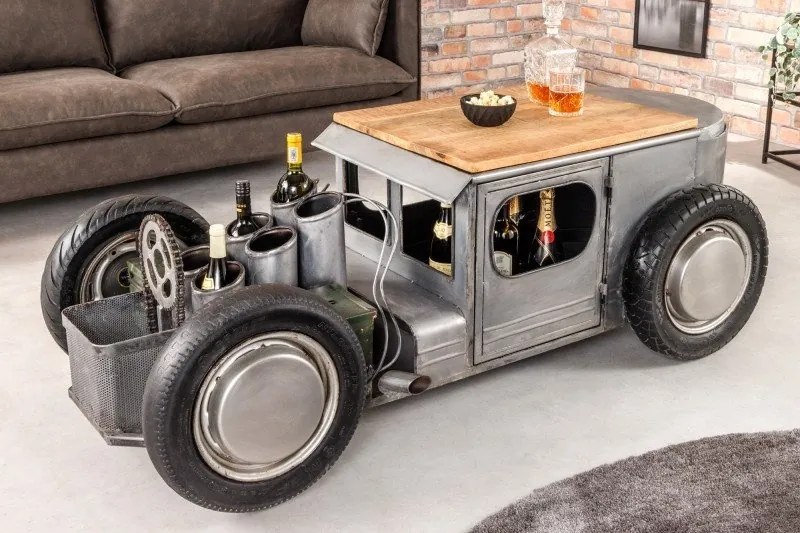 Masuta design unicat cu suport pentru sticle de vin Hot Rod 165cm
