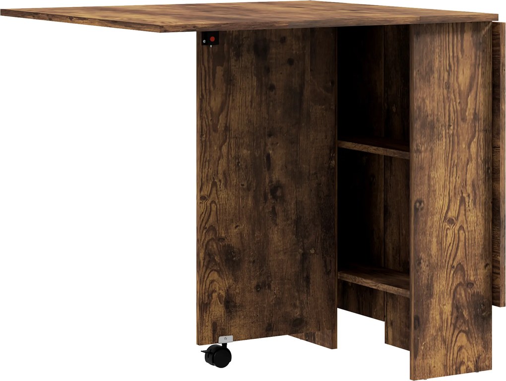 HOMCOM Masa Pliabila de Luat Masa, Masa cu Blaturi pentru Spatii Mici, cu Rafturi cu 2 Niveluri, Masa de Bucatarie Mica cu Rotile de Rulare | Aosom Romania