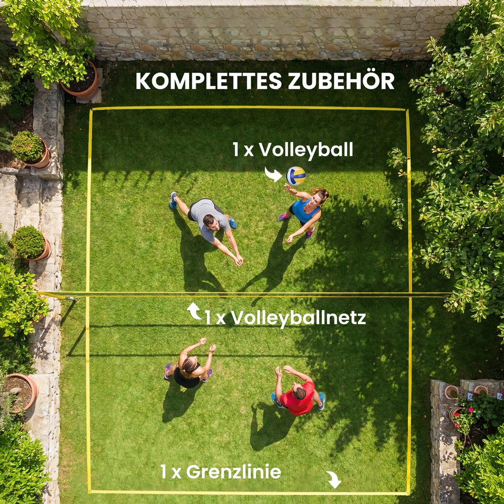 SPORTNOW Set plasă volei Portabil Set pentru volei cu stâlpi din oțel reglabili pe înălțime Geantă de transport 950 x 100 x 248 cm Negru | Aosom Romania