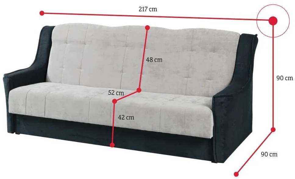 Supermobel Canapea extensibilă tapițată NIAGARA, 217x90x90, ibiza 17/ibiza 15