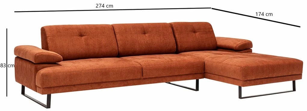 Canapea de colț Mustang mic drept Orange