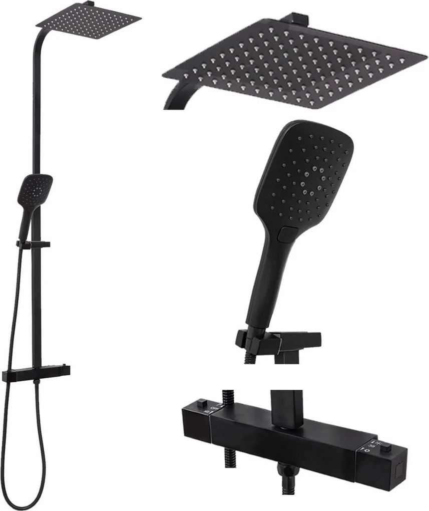 Set de duș cu termostat Rea JET Black Mat