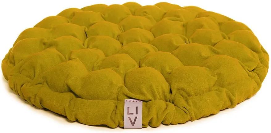 Pernă relaxare cu bile de masaj Linda Vrňáková Bloom, Ø 65 cm, galben