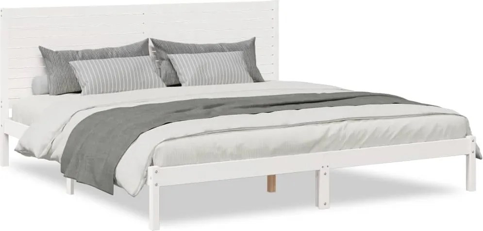 vidaXL Cadru pat foarte lung fără saltea, alb, 180x220 cm lemn masiv