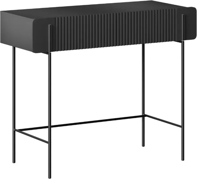 Masă de toaletă Malmi 100 cm - negru mat / picioare negre