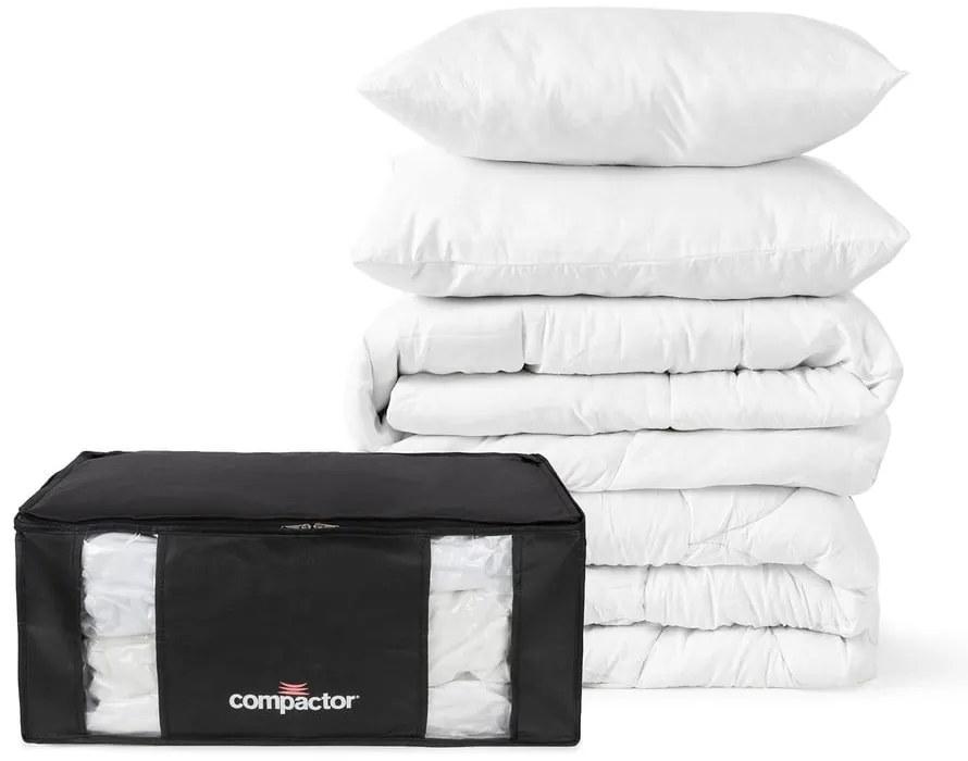 Cutii de depozitare pentru haine 2 buc. din material textil cu vacuum/cu pereți întăriți 65x45x27 cm Black Edition – Compactor