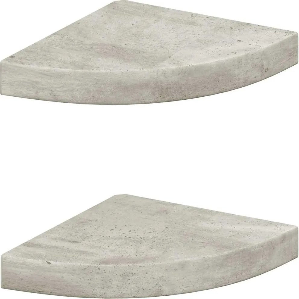 vidaXL Rafturi de colț de perete, 2 buc., gri beton, 25x25x3,8 cm, MDF