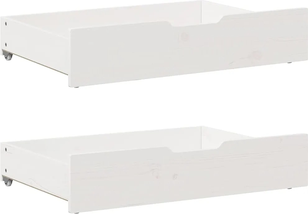 vidaXL Sertare de pat, 2 buc., 85x55x17 cm, alb, lemn masiv de pin