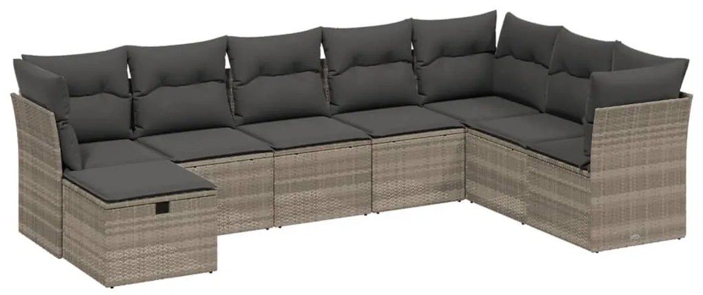 3263278 vidaXL Set mobilier de grădină cu perne, 8 piese gri deschis poliratan