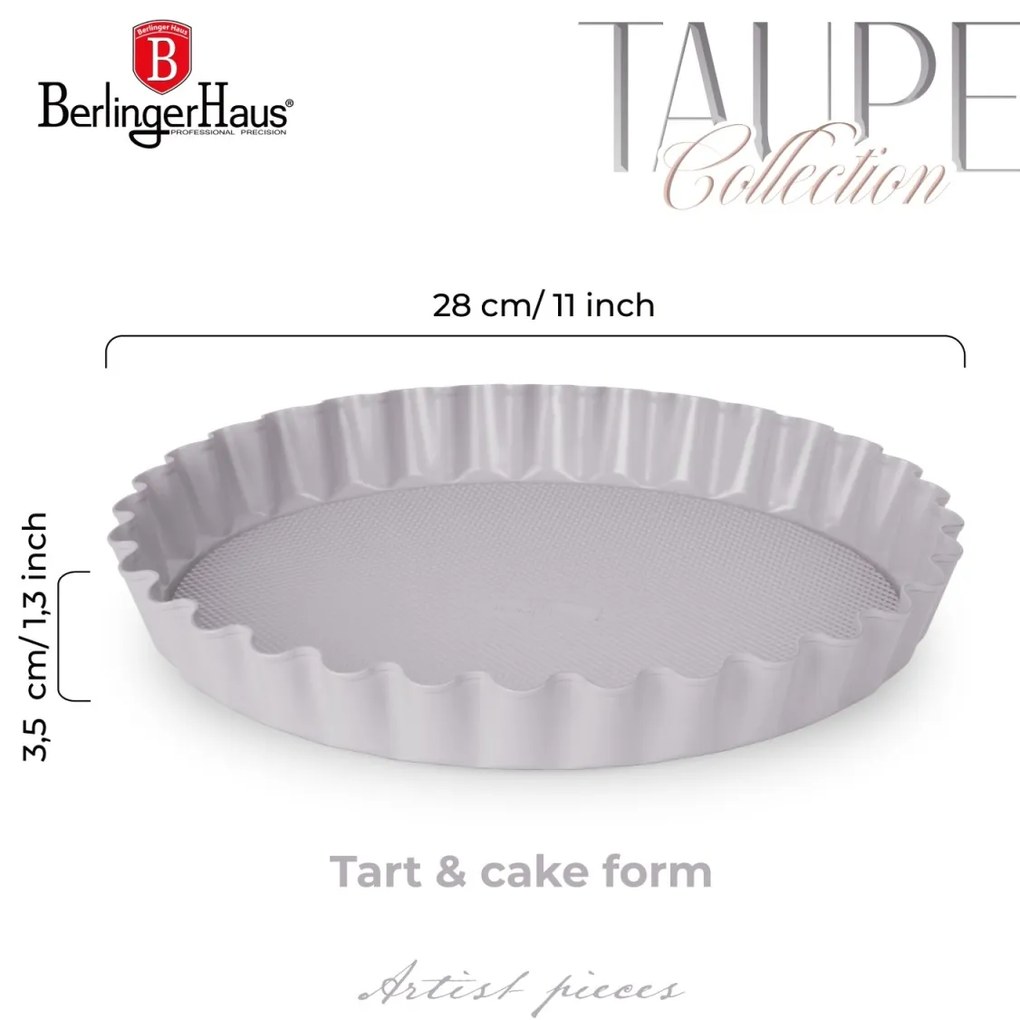 Tava pentru tarta 28 cm Taupe Berlinger Haus BH 8632, antiaderenta, gri