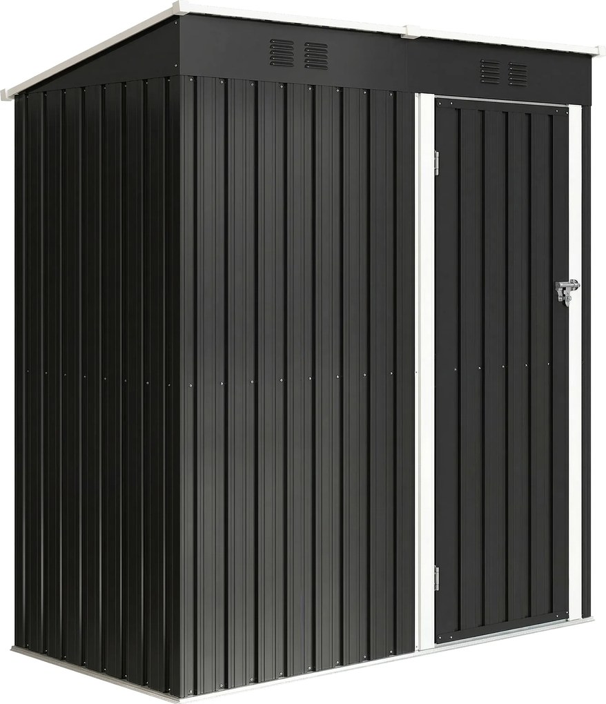 Outsunny Șopron exterior pentru grădină 1,37 m² 163x90x179 cm cu ușă cu încuietoare și grile de ventilație Gri închis | Aosom Romania