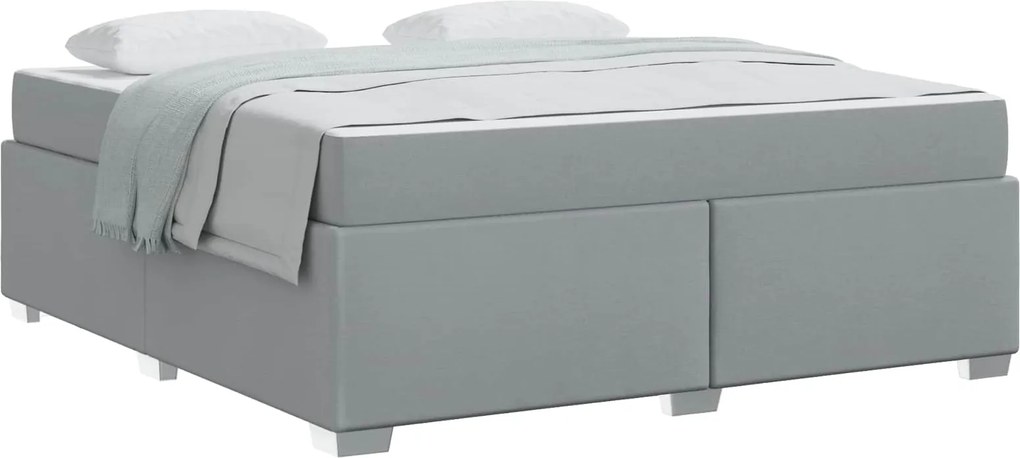 vidaXL Cadru de pat cu saltea Gri deschis 180 x 200 cm țesătură